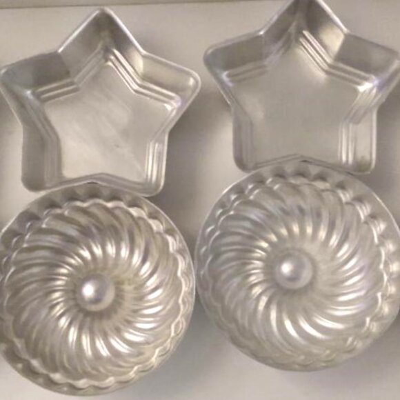 14 Mini Metal Baking Molds Jello Cake Dessert Crafts Bundt - Star - Fluted - Picture 11 of 15